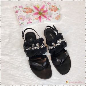 Jeweled Ruffle Thong Sandals by Vaneli, Size 9